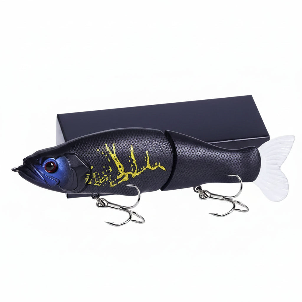 Fishing lure with SAMOLLA packaging on a white background