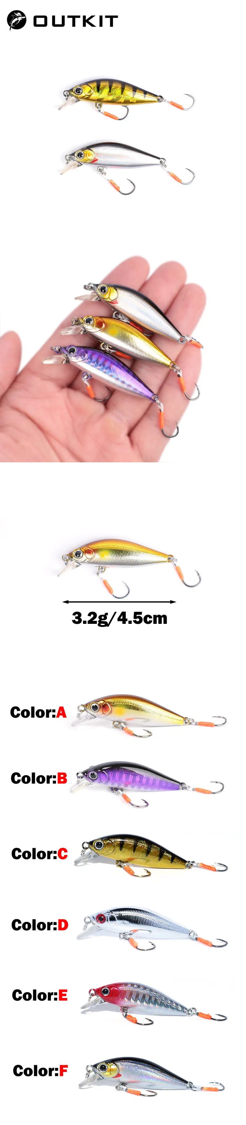 Mini Sinking Minnow Lure – Perch, Trout & Bass (3.2g)